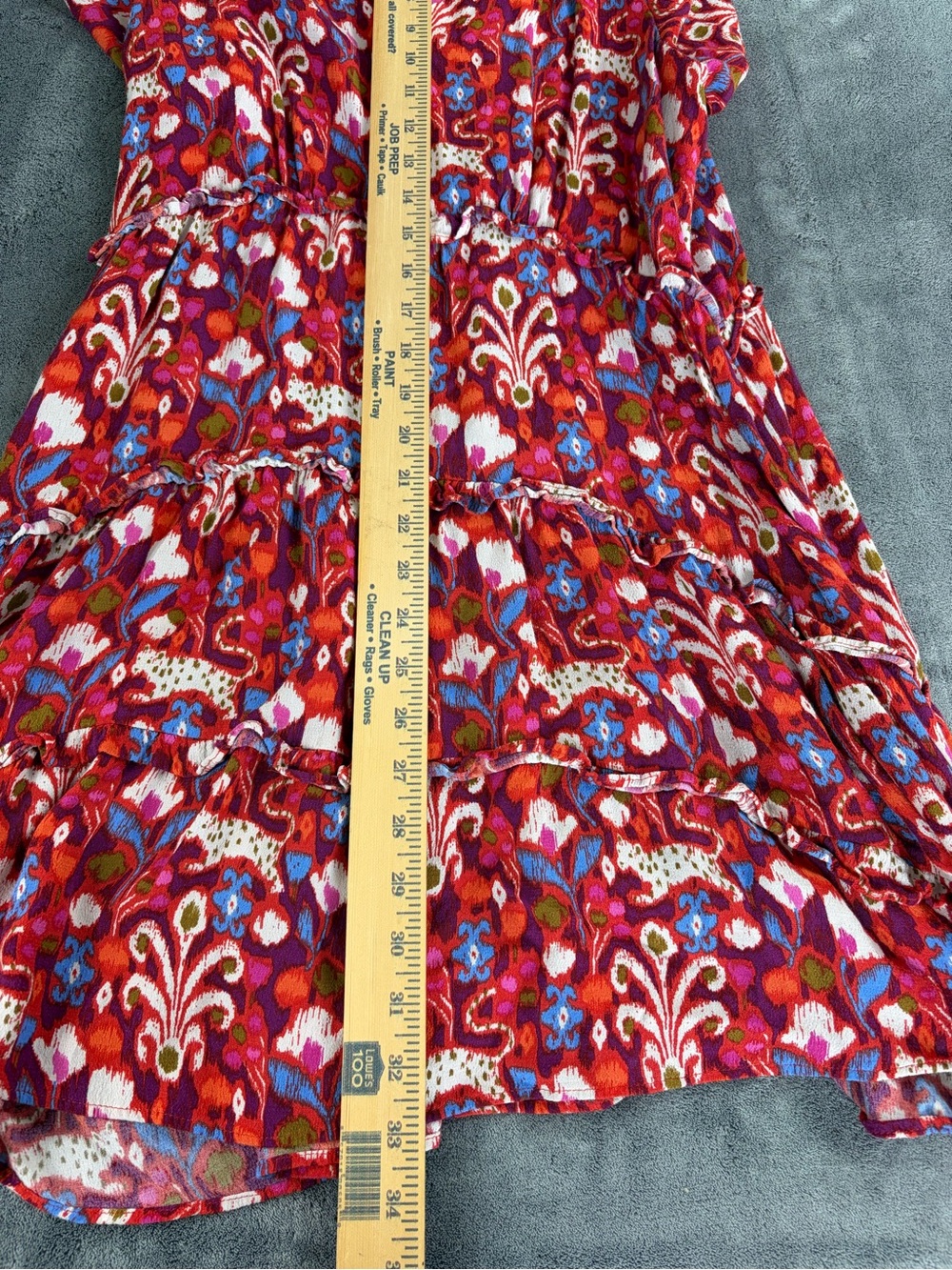 Anthropologie Red Floral V-Neck Tiered Mini Dress size M - Picture 9 of 13
